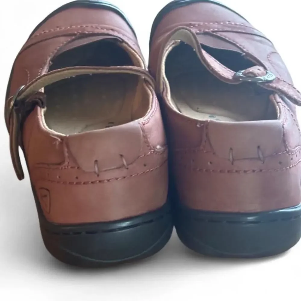 KEEN Sterling City Leather Mary Jane Comfort Flats Brown Burgundy Women's Size 7